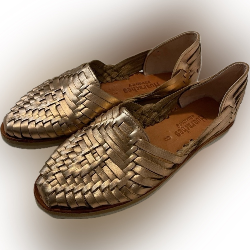 BearPaw Metallic Gold Woven Leather Sandals